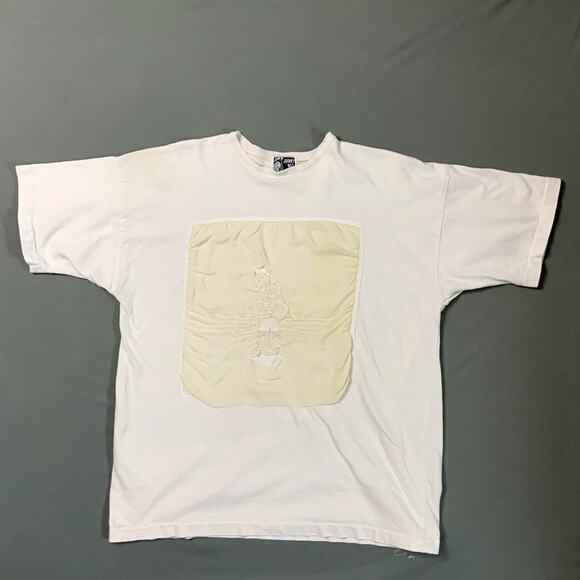 Johnny Was One Size White Boxy Off-White T-Shirt Salvage Condition for Repurpose - Picture 1 of 12